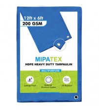 Mipatex Tarpaulin / Tirpal 12 Feet x 6 Feet 200 GSM (Blue)